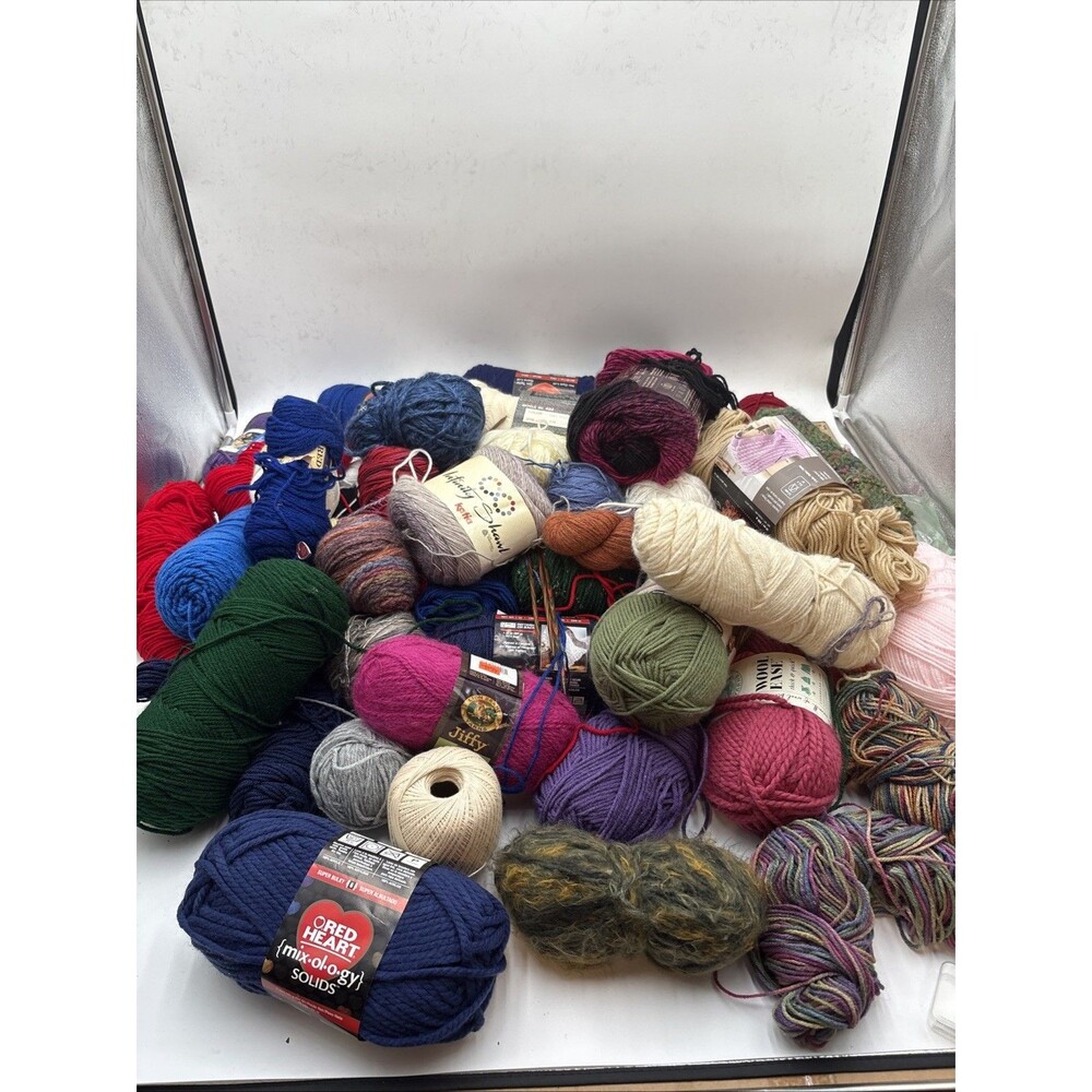 14 Lbs HUGE Mixed Lot of Yarn, Skeins & Balls Assorted Brands Colors & Fibers